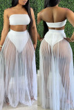 Rose Red Fashion Sexy Solid Backless Swimwears Three-piece Set