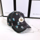 Black Fashion Street Character Print Letter Hat