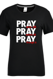 Black Fashion Casual Print Patchwork Letter O Neck T-Shirts
