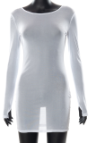 White Street Print Mesh O Neck Long Sleeve Two Pieces