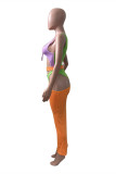 Orange Fashion Sexy Patchwork Hollowed Out Backless Swimwears