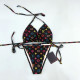 Black Fashion Sexy Print Frenulum Swimwears