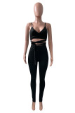 Red Fashion Sexy Solid Bandage Backless V Neck Sleeveless Two Pieces