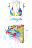 Colour Sexy Print Bandage Patchwork Swimwears