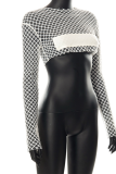 White Sexy Solid Patchwork Half A Turtleneck Tops