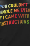 Black Fashion Street Print Patchwork Letter O Neck T-Shirts