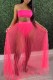 Rose Red Fashion Sexy Solid Backless Swimwears Three-piece Set