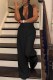 Black Fashion Casual Solid Backless Halter Regular Jumpsuits