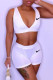 White Fashion Casual Print Patchwork V Neck Sleeveless Two Pieces
