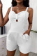 White Sexy Casual Solid Hollowed Out Backless Spaghetti Strap Skinny Romper