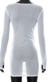 White Street Print Mesh O Neck Long Sleeve Two Pieces