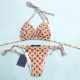 Yellow Fashion Sexy Print Frenulum Swimwears