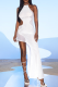 White Sexy Solid Mesh Halter Irregular Dress Dresses