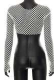 White Sexy Solid Patchwork Half A Turtleneck Tops