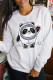 White Street Cute Character Print Patchwork Letter O Neck Tops