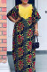 Yellow Floral Patchwork V Neck Dresses