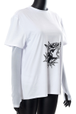 White Street Print Mesh O Neck Long Sleeve Two Pieces