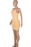 Black Sexy Solid Patchwork Spaghetti Strap Sling Dress Dresses