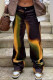 Brown Fashion Casual Print Basic Regular Mid Waist Trousers
