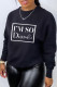 Black Fashion Casual Print Patchwork Letter O Neck Tops