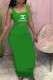 Green Fashion Casual Print Letter Square Collar Sleeveless Two Pieces