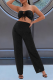 Black Sexy Solid Patchwork Strapless Sleeveless Two Pieces