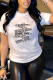 White Fashion Casual Print Patchwork Letter O Neck T-Shirts