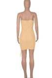 Black Sexy Solid Patchwork Spaghetti Strap Sling Dress Dresses