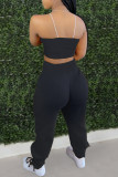 Pink Sexy Casual Letter Print Vests Pants O Neck Sleeveless Two Pieces