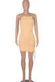 Black Sexy Solid Patchwork Spaghetti Strap Sling Dress Dresses