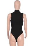 Green Sexy Solid Patchwork Hot Drill Zipper Collar Skinny Bodysuits