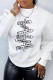 White Fashion Casual Print Patchwork Letter O Neck Tops