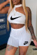 White Fashion Casual Print Letter O Neck Sleeveless Two Pieces