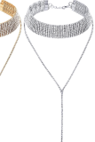 Silver Sexy Party Patchwork Hot Drill Rhinestone Necklaces