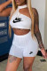 White Fashion Casual Print Letter O Neck Sleeveless Two Pieces