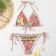 Yellow Fashion Sexy Print Frenulum Swimwears