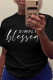 Black Casual Street Print Patchwork Letter O Neck T-Shirts