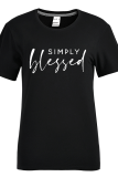 Red Casual Street Print Patchwork Letter O Neck T-Shirts