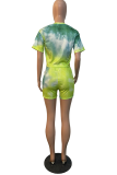 Pink Sexy Patchwork Tie-dye Skinny Mid Waist Pencil Full Print Bottoms
