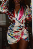 White Fashion Sexy Vacation Floral Asymmetrical Dresses