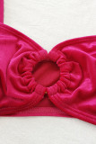 Pink Sexy Solid Patchwork Swimwears