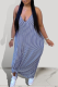 Blue Sexy Striped Patchwork Spaghetti Strap Straight Dresses