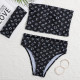 Black Fashion Sexy Print Patchwork Swimwears