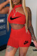 Red Fashion Casual Print Letter O Neck Sleeveless Two Pieces