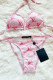 Pink Fashion Sexy Print Frenulum Swimwears