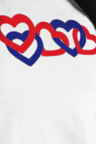 White Fashion Street Print Patchwork O Neck T-Shirts