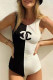 White Fashion Sexy Letter Patchwork Swimwears