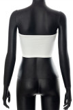 White Sexy Casual Letter Print Backless Strapless Tops