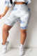 White Casual Print Patchwork O Neck Half Sleeve Two Pieces