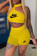 Yellow Fashion Casual Print Letter O Neck Sleeveless Two Pieces